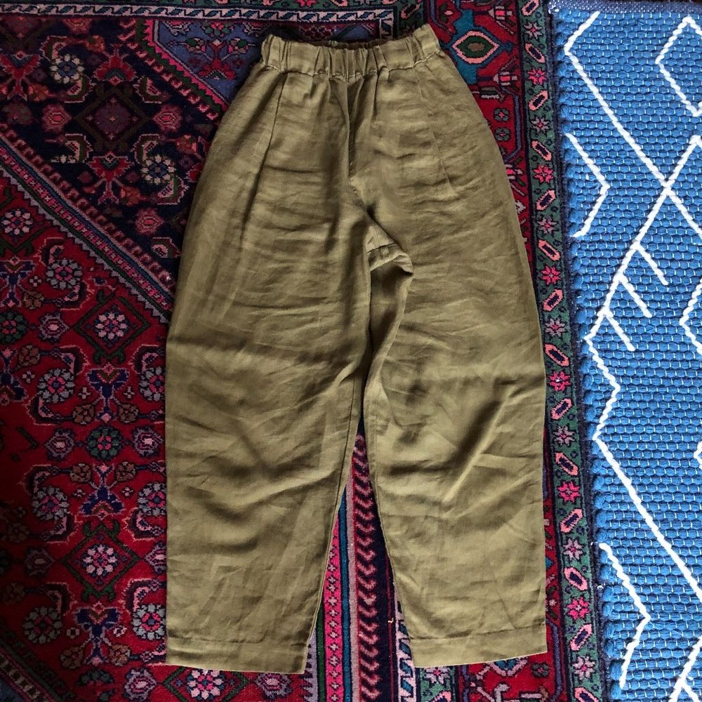 Elizabeth Suzann Andy Trouser in Olive Midweight Linen, XS-R